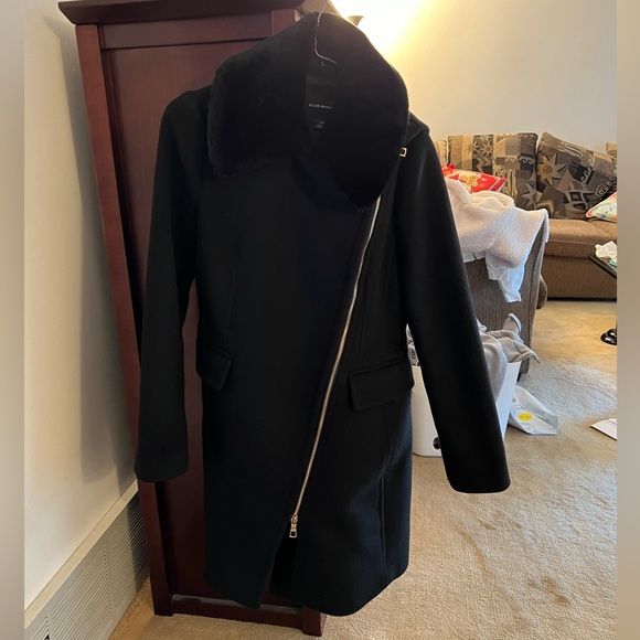 Club Monaco Dark Navy Coat with Fur - Picture 3 of 8